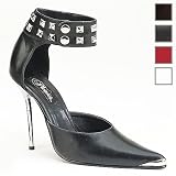 Pleaser Shoes Women's HEAT-08 4 1/2 Chrome Stiletto Heel Pump with Pyramid Studded
