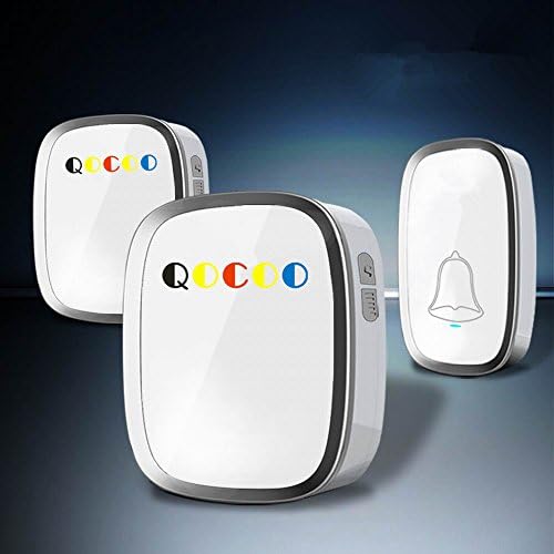 QOCOO Smart Home Office Wireless Ring Chimes Doorbell JingleBell Kit Operating at Long Range 36 Chimes Sound Loudly Adjustable Volume Waterproof Easy to Use AC1 with 2