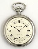 Dueber Swiss Mechanical Pocket Watch with High Polish Chrome Open Face Case