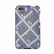 SPARKLING SILVER WITH BLUE BLACK CROSS PLAID CHECK FULL DIAMOND RHINESTONE SNAP ON HARD SHELL PROTECTOR COVER CASE FOR APPLE IPOD TOUCH ITOUCH 2ND GEN 3RD GEN