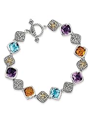 Sterling Silver W/14k 20.35multi Gemstone 8.25in Bracelet