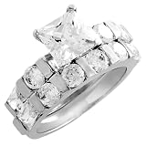 Tressa Sterling Silver Women's Cubic Zirconia Wedding Set Ring