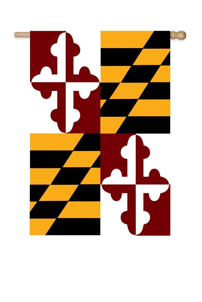 Amazon.com : Maryland State Applique House Flag with Wood Pole ...