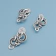 Sterling Silver Pendant and Earrings Set - Complex Chain Design in Black and Clear CZ