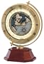 Seiko Mantel Automatic World Timer Clock Brown Wooden Base with Gold-Tone Coin Edge Metal Case