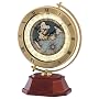 Seiko Mantel Automatic World Timer Clock Brown Wooden Base with Gold-Tone Coin Edge Metal Case