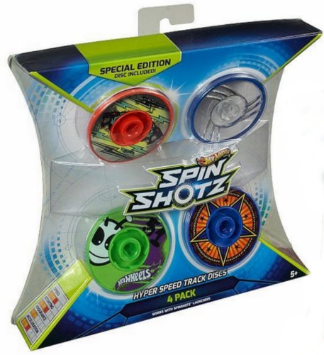Hot Wheels Spin Shotz 4 Pack with Special Edition Disc (Designs May Vary)
