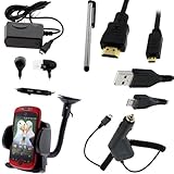 GTMax Black Car Charger + USB Sync Data Cable + Black Home Charger + Micro  ....