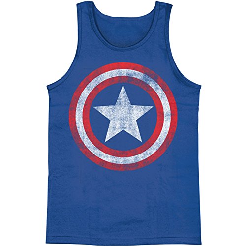 Captain America Distressed Shield Royal Blue Tank Top