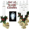 Set of 6 Individual LED Christmas Candles - Cordless