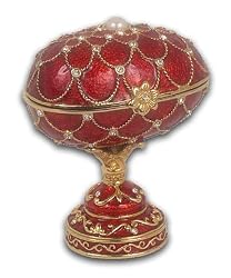 Unbelieveable Golden Platted Royal Midnight Red Fabrege Egg