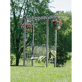 DC America PGAR608-MBR Toscana Bench Arbor with Pergola Style Top, Bronze by 