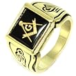 Masonic Ring - (Free Masons) Onyx Stone