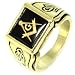 Masonic Ring - (Free Masons) Faux Onyx Stone