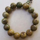 Tibetan Buddhist Green Sandalwood Beads Prayer Mala with Free mala bag