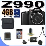 Kodak EasyShare Max Z990 12.0 MP Digital Camera with 30x Optical Zoom and 3.0-Inch LCD 4GB Accessory Saver Bundle