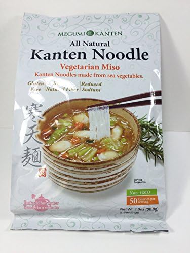 All Natural Miracle Kanten Agar Noodle Soup Vegetarian Miso (Pack of 12) 24 servings