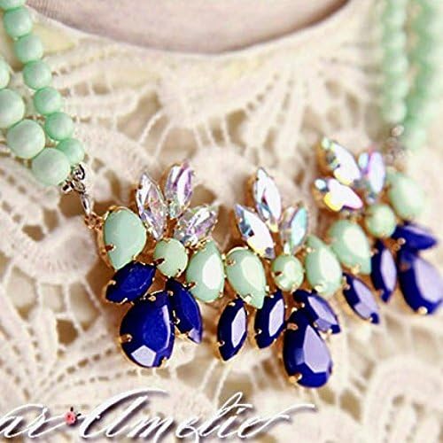 Pretty Birdy South Korean Small And Pure And Fresh Mint Green Chain Color Gemstone Flower Diamond Pearl Temperament Clavicle Chain Short Necklaces