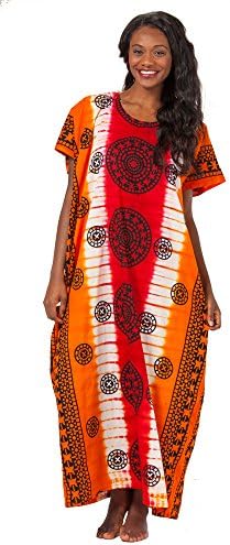 Women's Cotton Kaftan Lounger in Cinnabar Stargaze