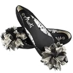 Pompoms1 Lace Pom Pom Ballet Flats BLACK