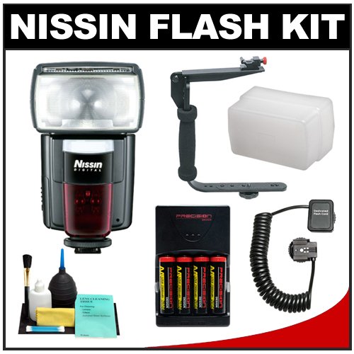 Nissin Digital Speedlite Di866 Flash Unit + Stroboframe Bracket + Off-Camera Cord + Diffuser + Cleaning Kit for Nikon D40, D60, D3000, D3100, D5000, D5100, D7000, D300s, D3 & D3s Digital SLR Cameras