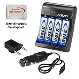 Extra Powerful 4AA Rechargeable Batteries 3100MAH Each + Rapid 2 Hour Home  ....
