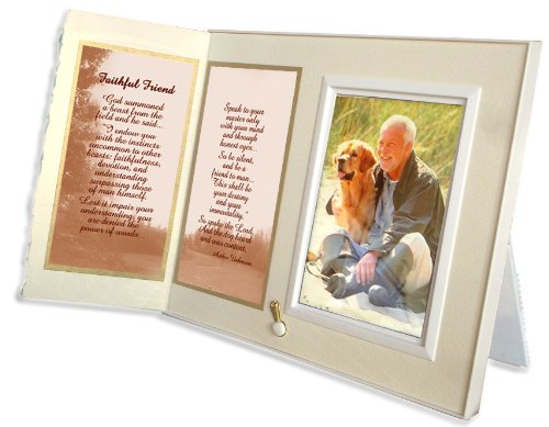 Faithful Friend Poem Pet Memorial Keepsake Picture Frame and Pet Loss Sympathy Gift, Warm White with Foil Accent