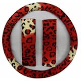 Buy 3pc RED Leopard Steering Wheel Cover and Shoulder Pads