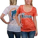 NFL Touch by Alyssa Milano Miami Dolphins Ladies Orange-White Superfan Sheer Burnout Premium T-shirt (X-Large)