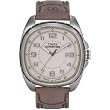 Timex 45661 Men's Expedition Silver-Tone Rounded Square Sport Watch with Brown Genuine Leather Band