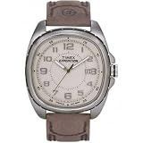 Timex 45661 Men's Expedition Silver-Tone Rounded Square Sport Watch with Brown Genuine Leather Band