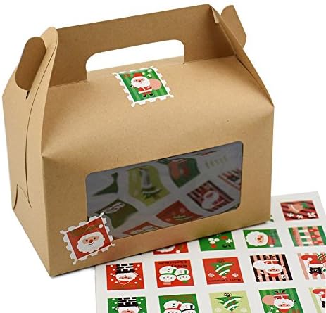 WYTD DIY Christmas Portable 2-Cavity CupCake Boxes With Window ( Include Tags, Case of 10)