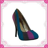 Women's Qupid Charcoal Velvet Multi Color Classic High Heel Stiletto Pumps (Tizzy11)
