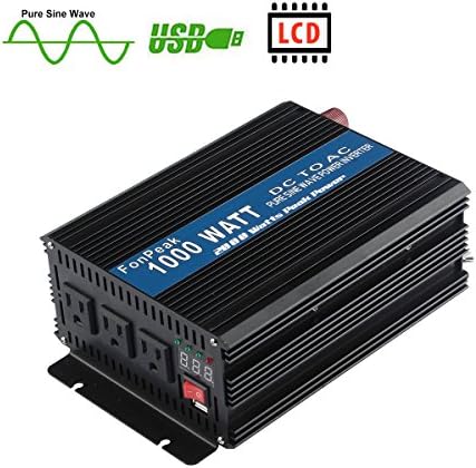 FonPeak 1000 Watt (Peak 2000Watt) Pure Sine Wave Power Inverter DC12V to AC120V Converter with LCD Display