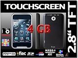 Produkt-Bild: MP4 / MP3 Player 7,1cm (2,8 Zoll) QVGA Touchscreen true color + Mini SD Slot + Eingebaute KAMERA 1.3 MPixel + 4GB
