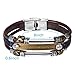 Zhenhui Mens Womens Fashion Black Brown Braided Leather Wrap Wrist Bracelet Jewelry
