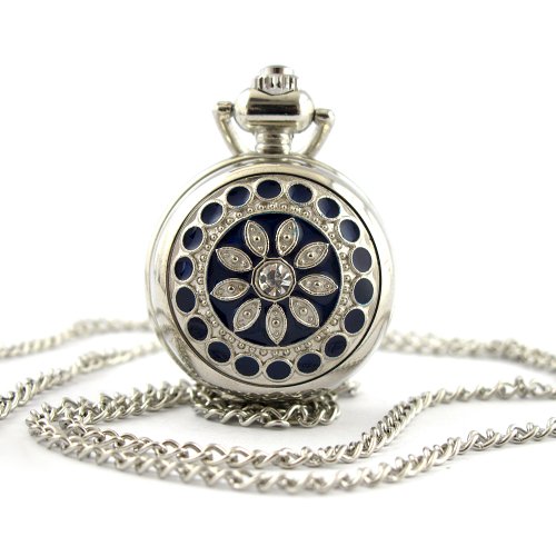 Youyoupifa Women s Stainless Steel Hunter-case Necklace Pendant Pocket Watch (Blue) Youyoupifa Women s Stainless Steel Hunter-case Necklace Pendant Pocket Watch (Blue)