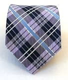 100% Silk Woven Lavender Plaid Extra Long Tie