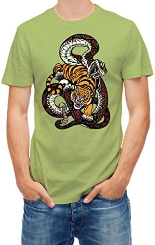 T shirt snake and tiger fighting Green Apple L