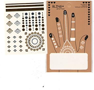 Gold & Silver Bling Tattoos for Hand, Sheet #010