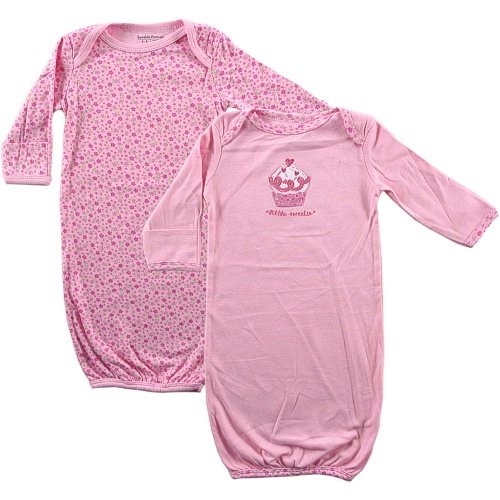 Luvable Friends Infant Gowns 2-Pack - Cupcake Pink, 0-6 months