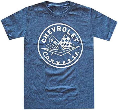 GM Motors Chevrolet Chevy Corvette Distressed Car Heather Navy Tshirt Tee Small