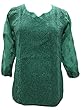 Designer Kurti Tunics Embroidered Cotton Green Indian Kurta Tops Medium