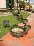 Smart Solar 23931R01 Ceramic Solar Cascading Fountain, Glazed Green Bamboo Design