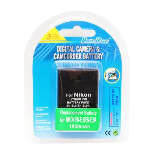 Maximal Power DB NIK EN-EL9 Replacement Battery for Nikon Digital Camera/Camcorder (Black)