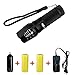 Super Bright CREE XML T6 LED Portable Zoom Tactical Flashlight Focus Adjustable 18650 Torch Outdoor Water Resistant Lamp with Battery and Charger