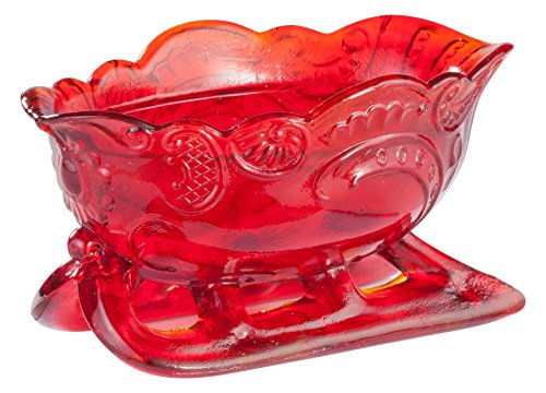 Miles Kimball Red Glass Sleigh Candy Dish
