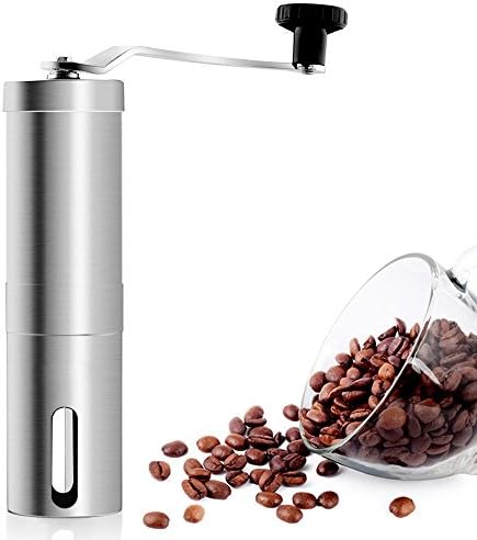 ASEER Manual Coffee Grinder, Premium Hand Coffee Mill with Stainless-Steel Design, Adjustable Fineness Setting, 1.06 Ounces Capacity