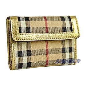 Burberry Small PVC Coated Canvas Gold Leather Wallet 3338663