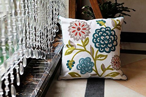 DASKY 18" X 18" Home Style Embroidered Cotton Decorative Throw Pillow Cover Cushion Case Pillow Case (NO.1)